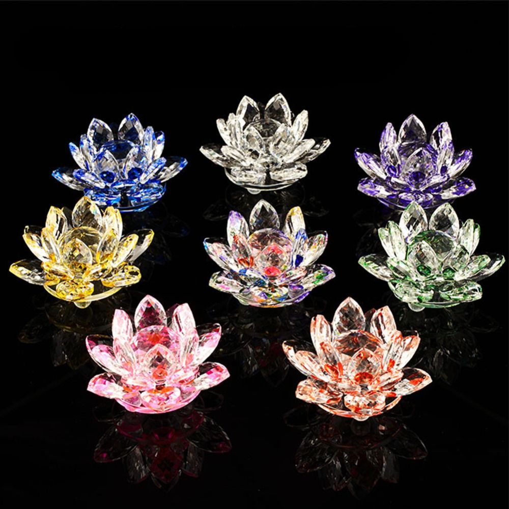 Paper Weight Crystal - 60-140mm Kristal Lotus Çiçeği Heykelcik Ev
