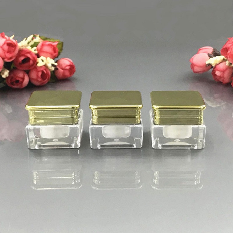 Gel Refill Pack - 5G altın kare plastik akrilik kavanoz/pot/şişe